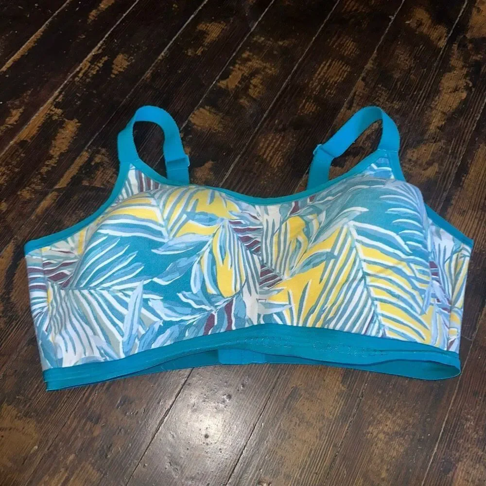 Cacique palm leaf jersey wireless cotton LL NW scoop 44DDD bra